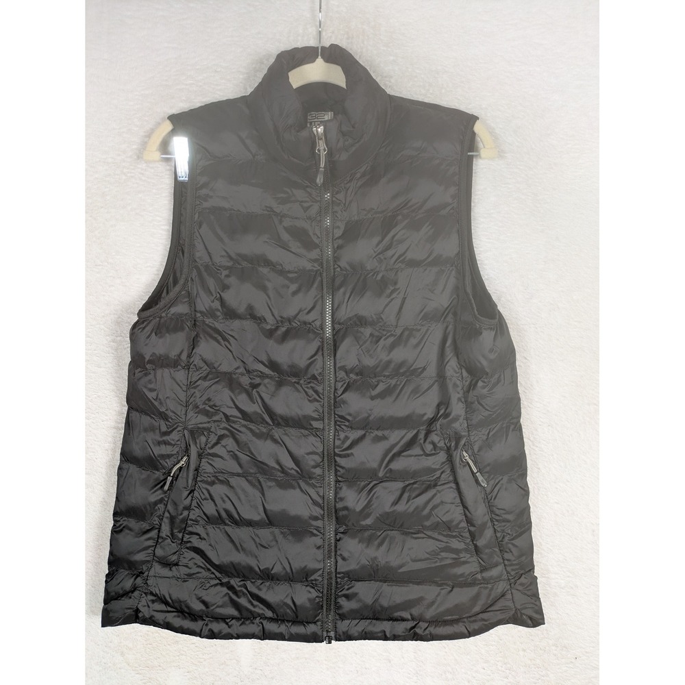 32 Degrees Heat Puffer Vest Women's Medium Black Quilted Mock Neck Full Zip
